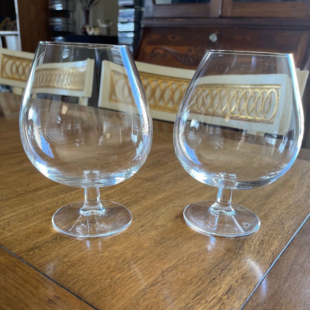 2 Royal Crystal Rock-RCR - Crystal Brandy Snifters, Made in Italy-6 inches Tall